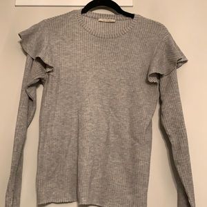Zara Trafaluc Ruffle Ribbed Long Sleeve - BUNDLE WITH TWO OTHER TSHIRT FOR $30